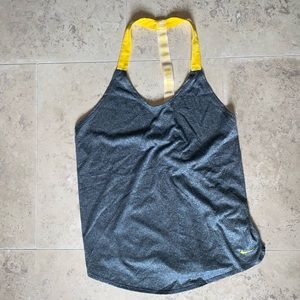 Nike Workout Tank Top in Light Gray/Yellow